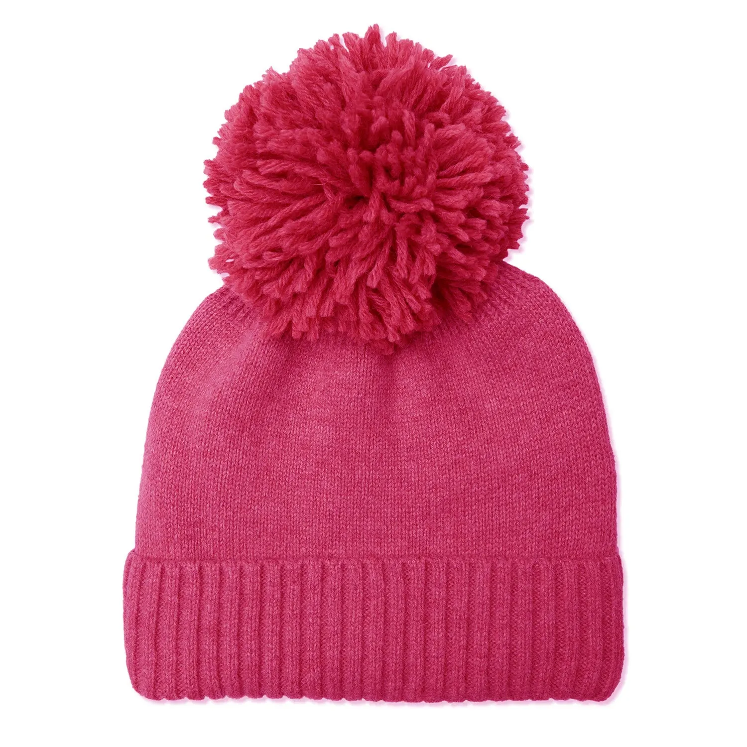 Cashmere Bobble Hat - Neon Pink