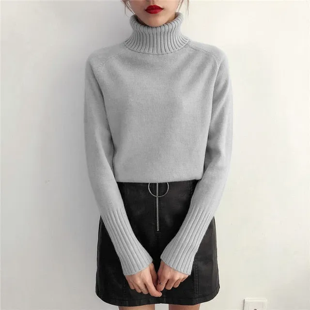 Cashmere Turtleneck Long Sleeve Pullover Knitwear