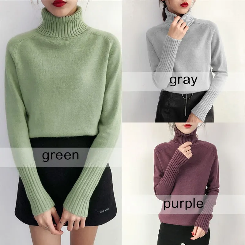 Cashmere Turtleneck Long Sleeve Pullover Knitwear