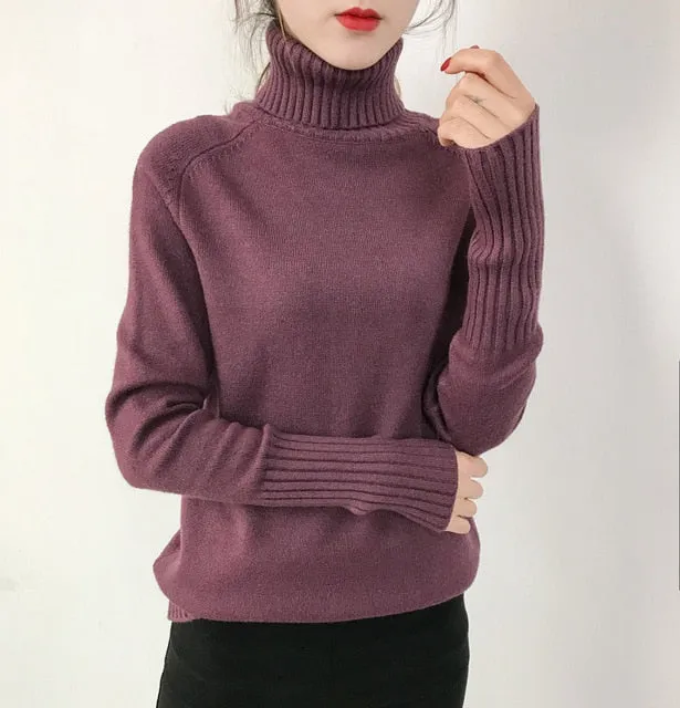 Cashmere Turtleneck Long Sleeve Pullover Knitwear