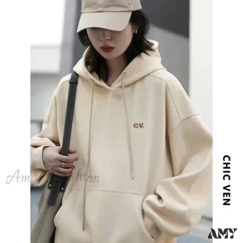 Casual Hooded Plush Loose Warm Cozy Trendy Stylish Elegant Hoodies