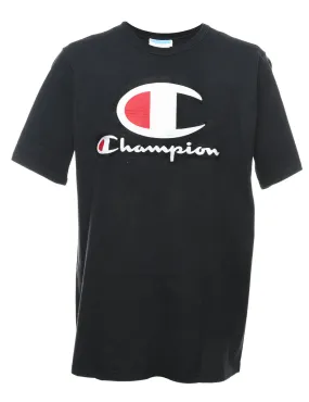 Champion Black, Red & White Embroidered Sports T-shirt - XL