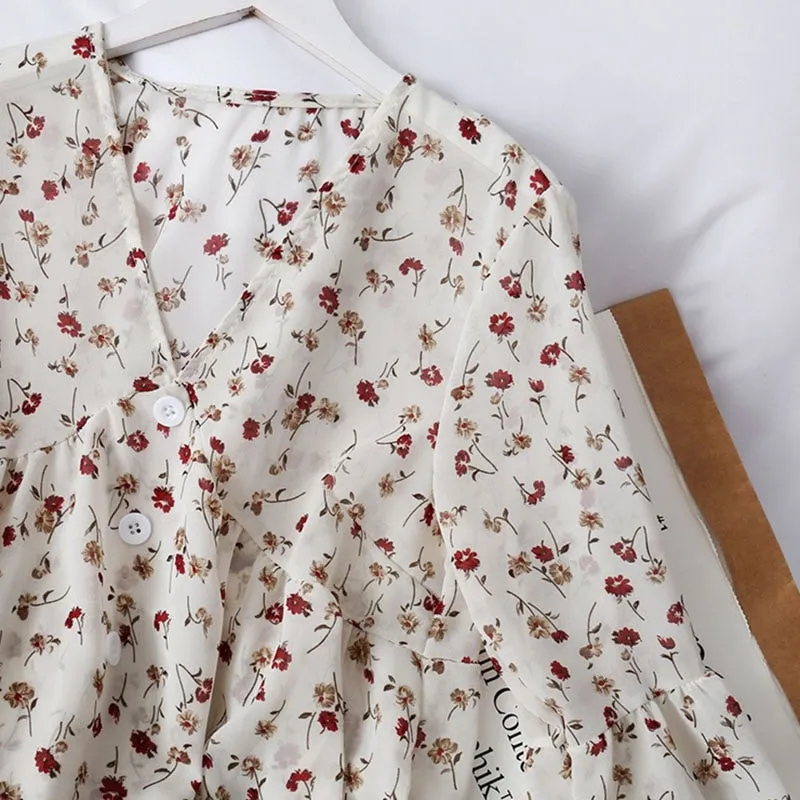 Chic Vintage Floral Button Up Shirt