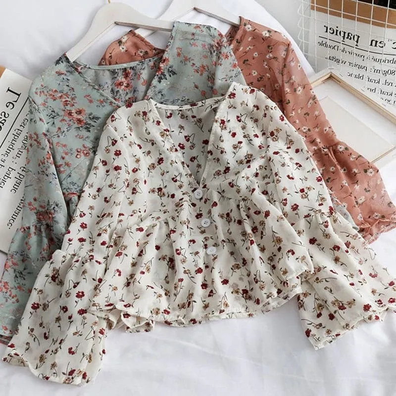 Chic Vintage Floral Button Up Shirt