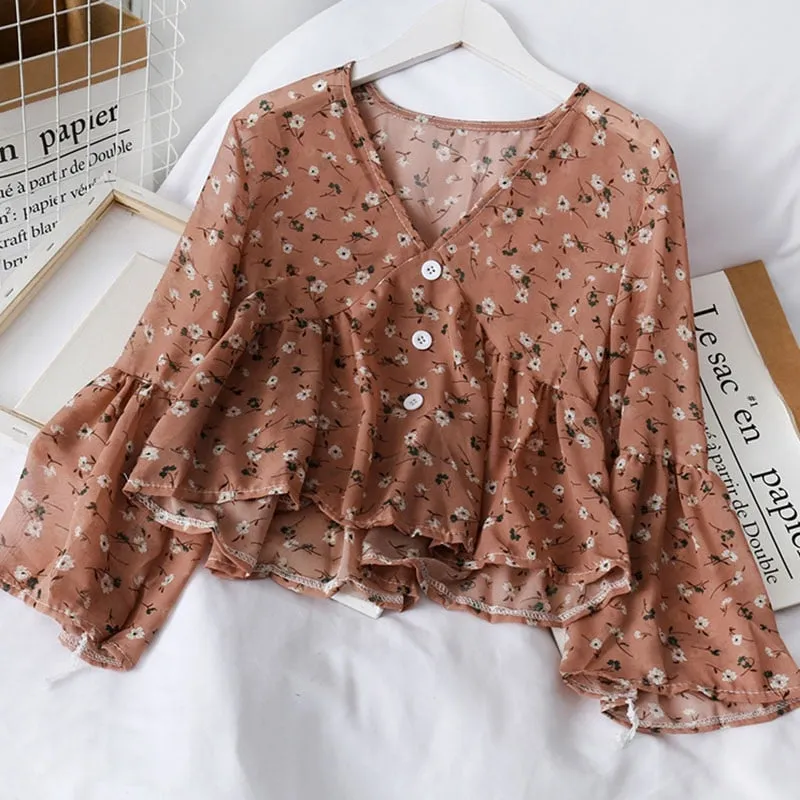 Chic Vintage Floral Button Up Shirt