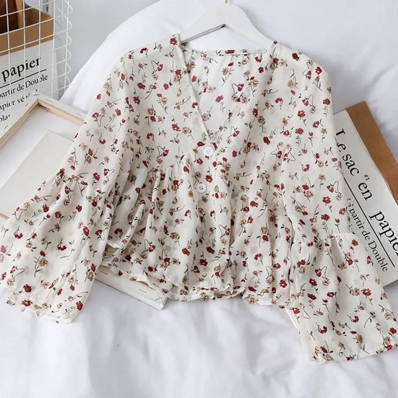 Chic Vintage Floral Button Up Shirt