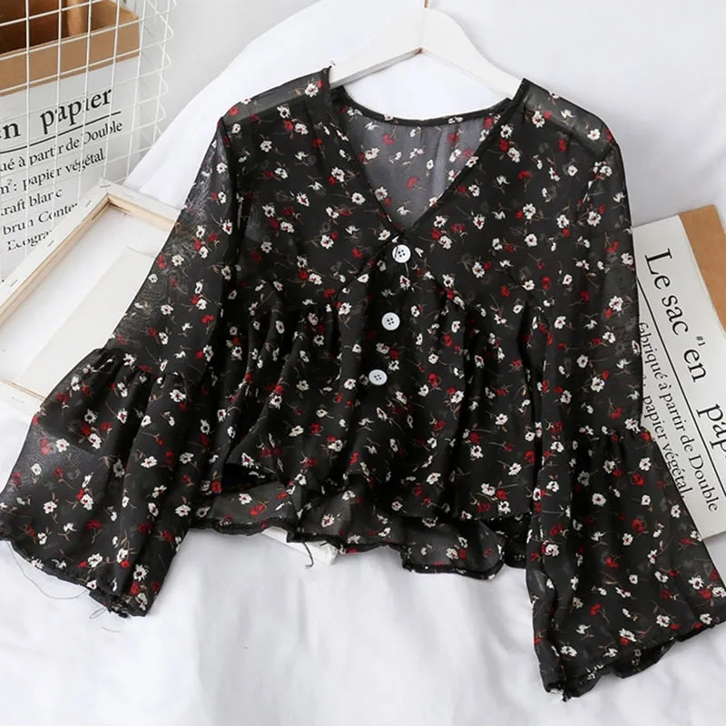 Chic Vintage Floral Button Up Shirt