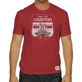 Chicago Blackhawks Retro Brand 2015 Stanley Cup Champions 6 Time Red T-Shirt