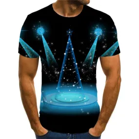 Christmas T shirts Men Galaxy Tshirt Anime Party Tshirts Casual Blue Shirt Print