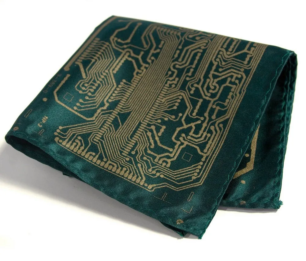 Circuit Board Pocket Square. Short Circuit handkerchief