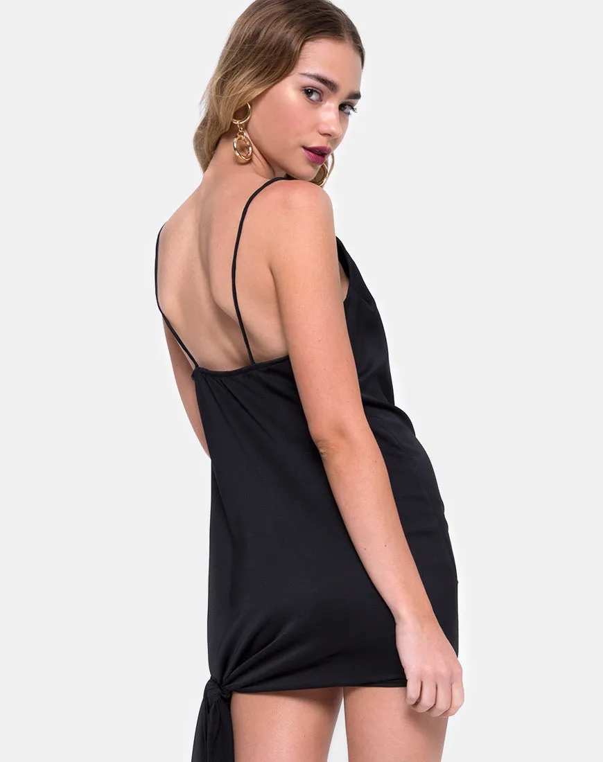 Colaro Slip Dress in Black