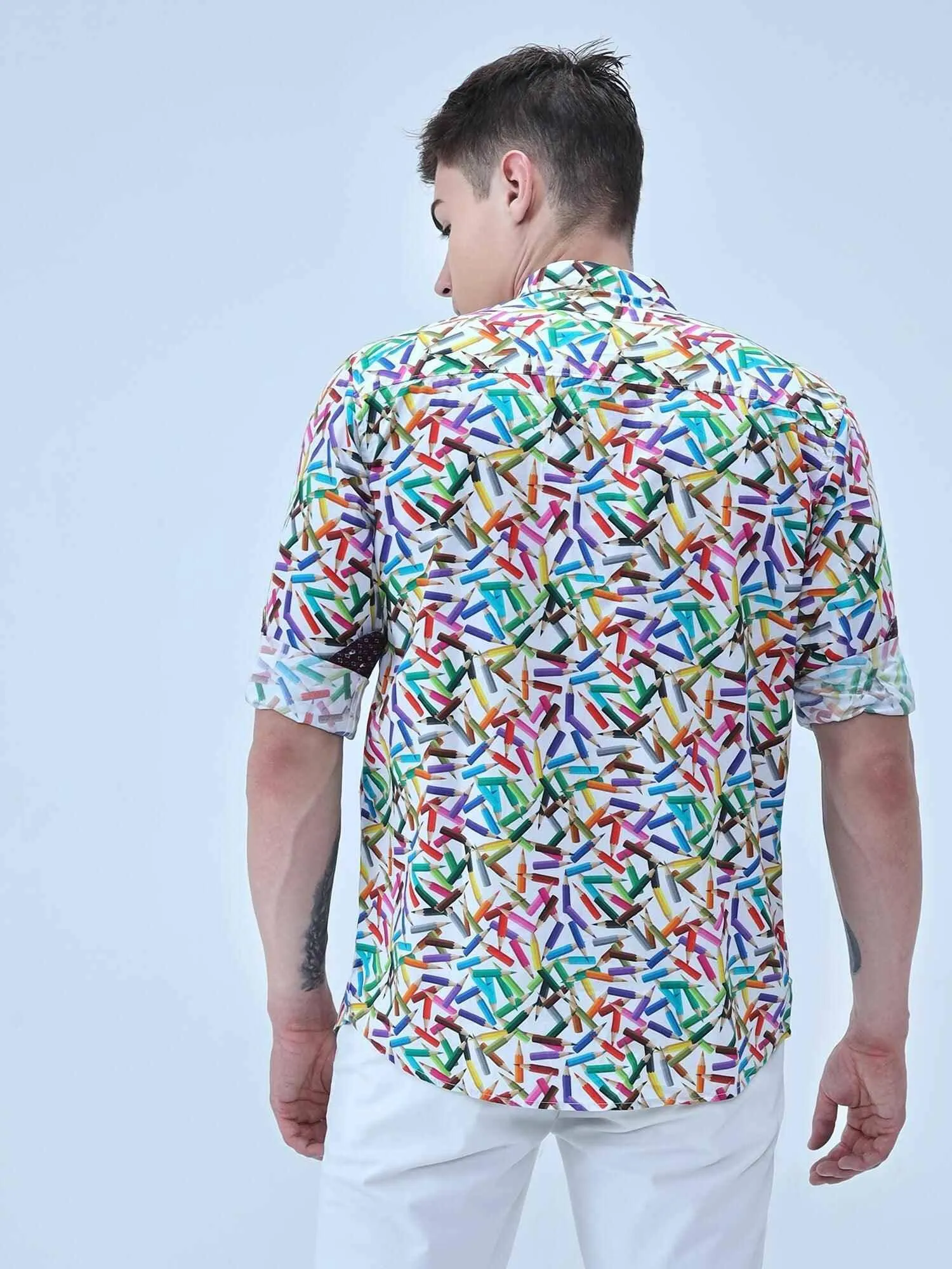 Colour Pencil Digital Printed Full Shirt