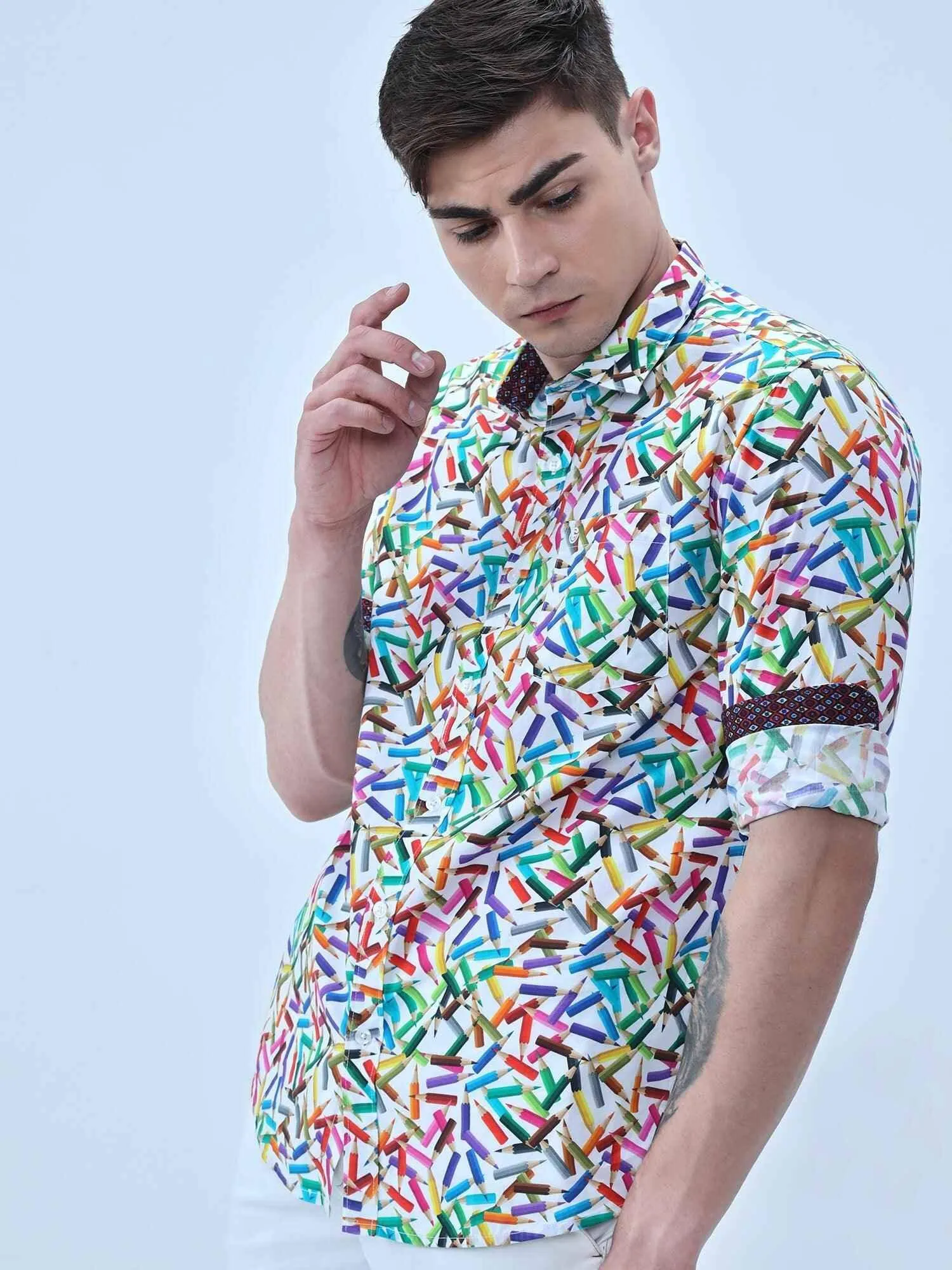 Colour Pencil Digital Printed Full Shirt