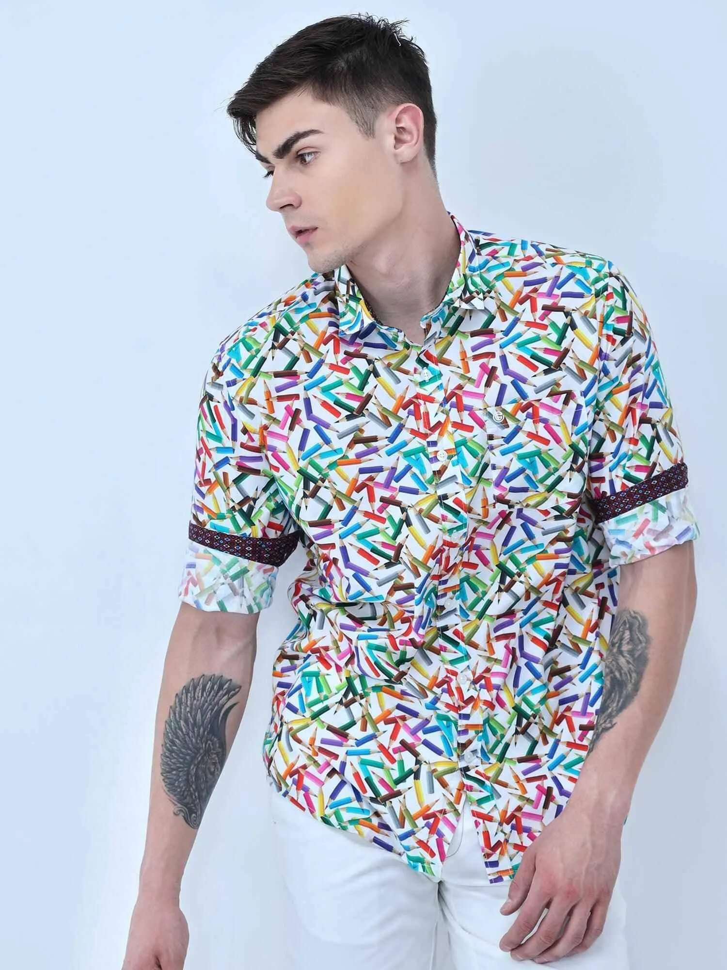 Colour Pencil Digital Printed Full Shirt