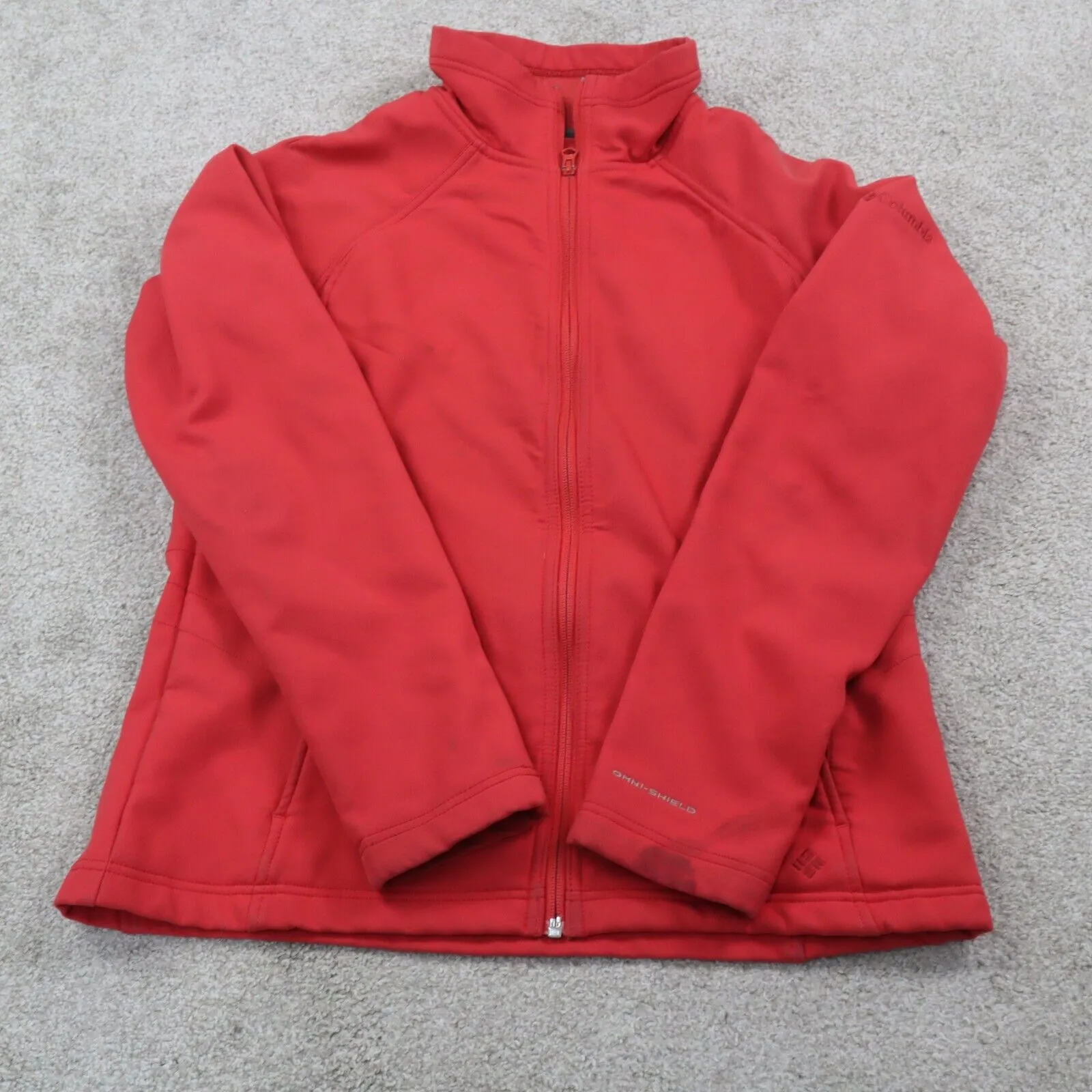 Columbia Womens Full Zip Up Fleece Jacket Long Sleeves Mock Neck Red Size Large