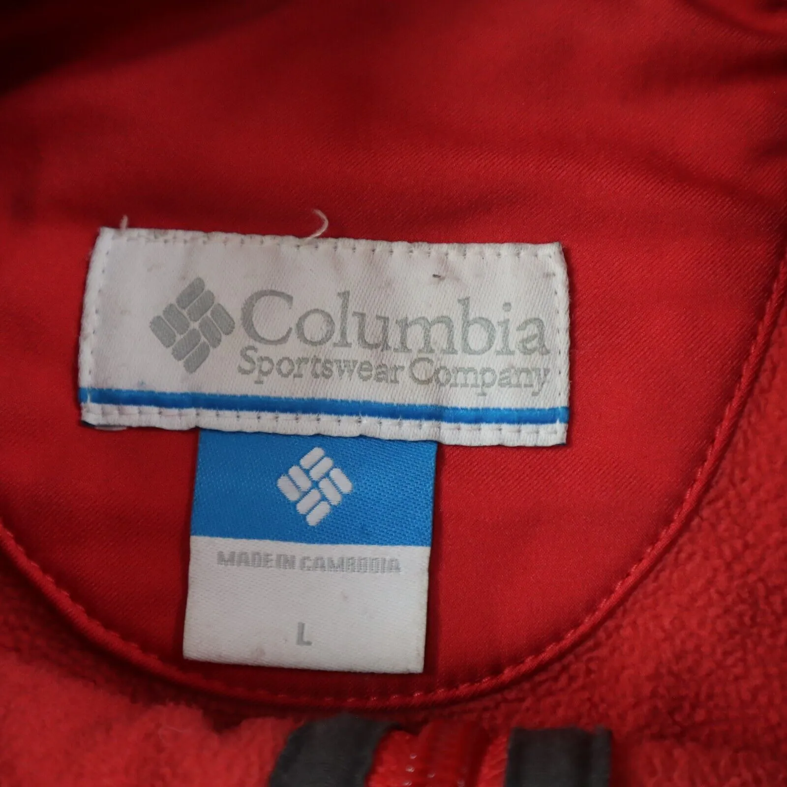 Columbia Womens Full Zip Up Fleece Jacket Long Sleeves Mock Neck Red Size Large