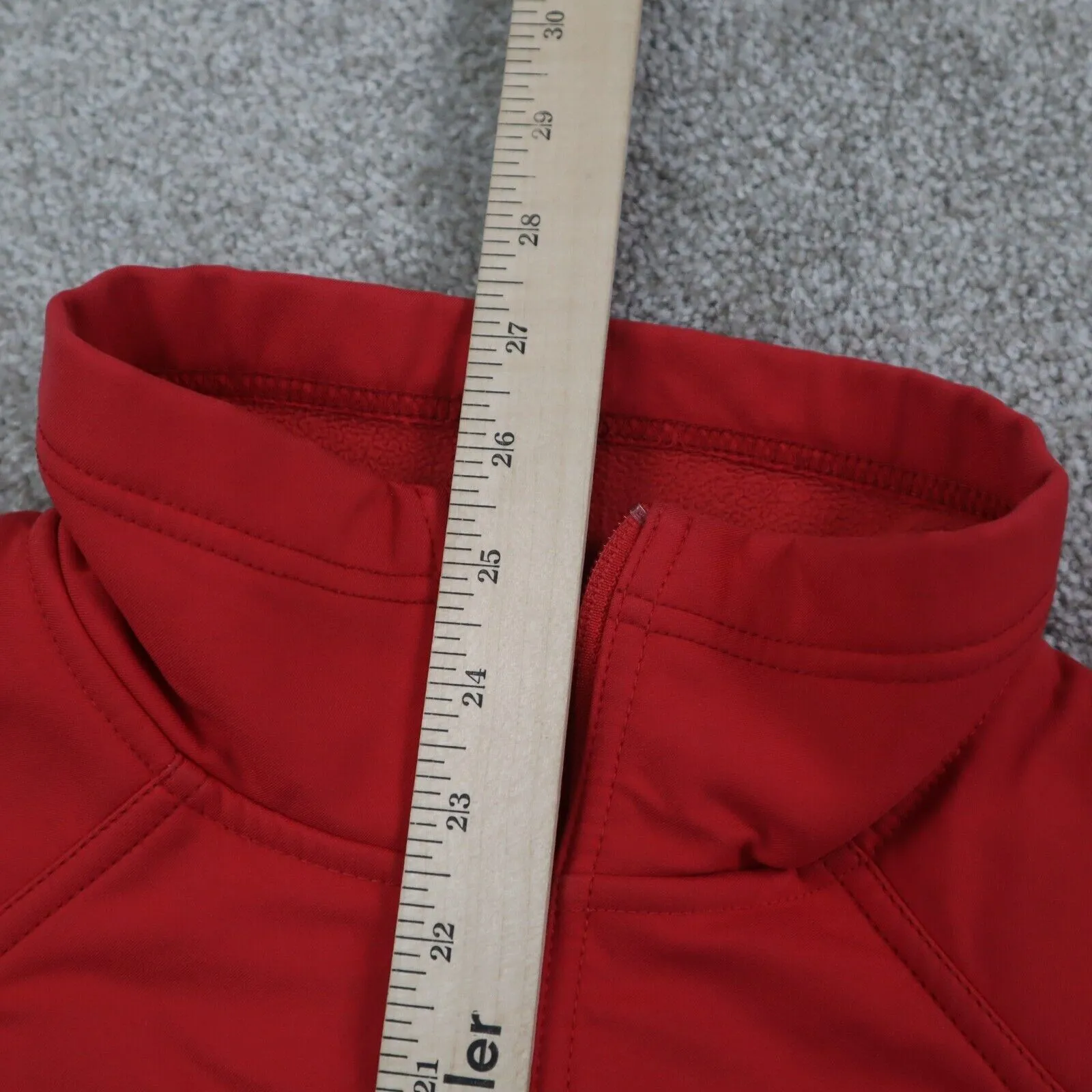 Columbia Womens Full Zip Up Fleece Jacket Long Sleeves Mock Neck Red Size Large