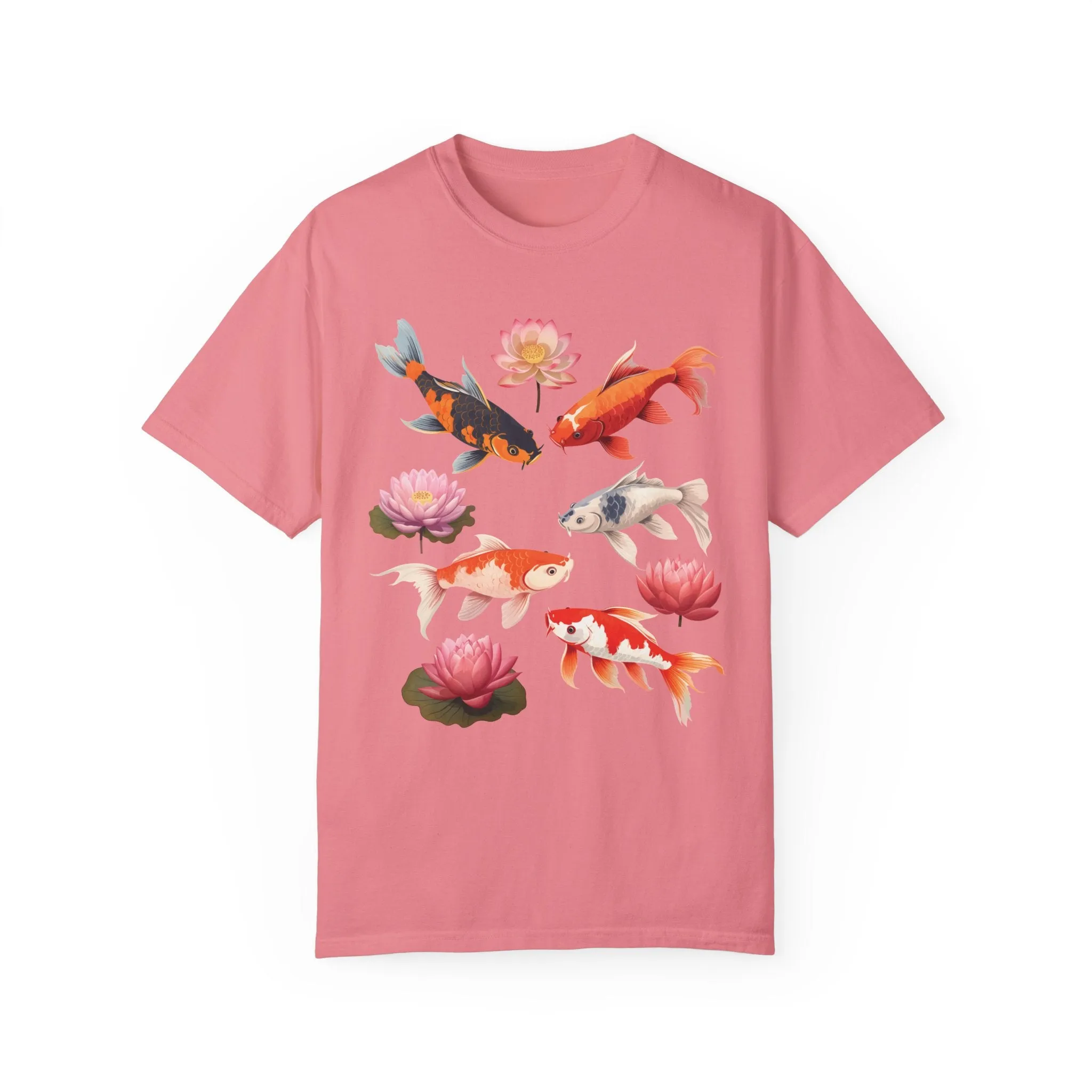 Comfort Colors Koi Fish Shirt, Lotus Flower Tee, Fresh Water Aquatic Life TShirt, Aquarium T-Shirt, Fish Lover Gift, Aesthetic Shirt