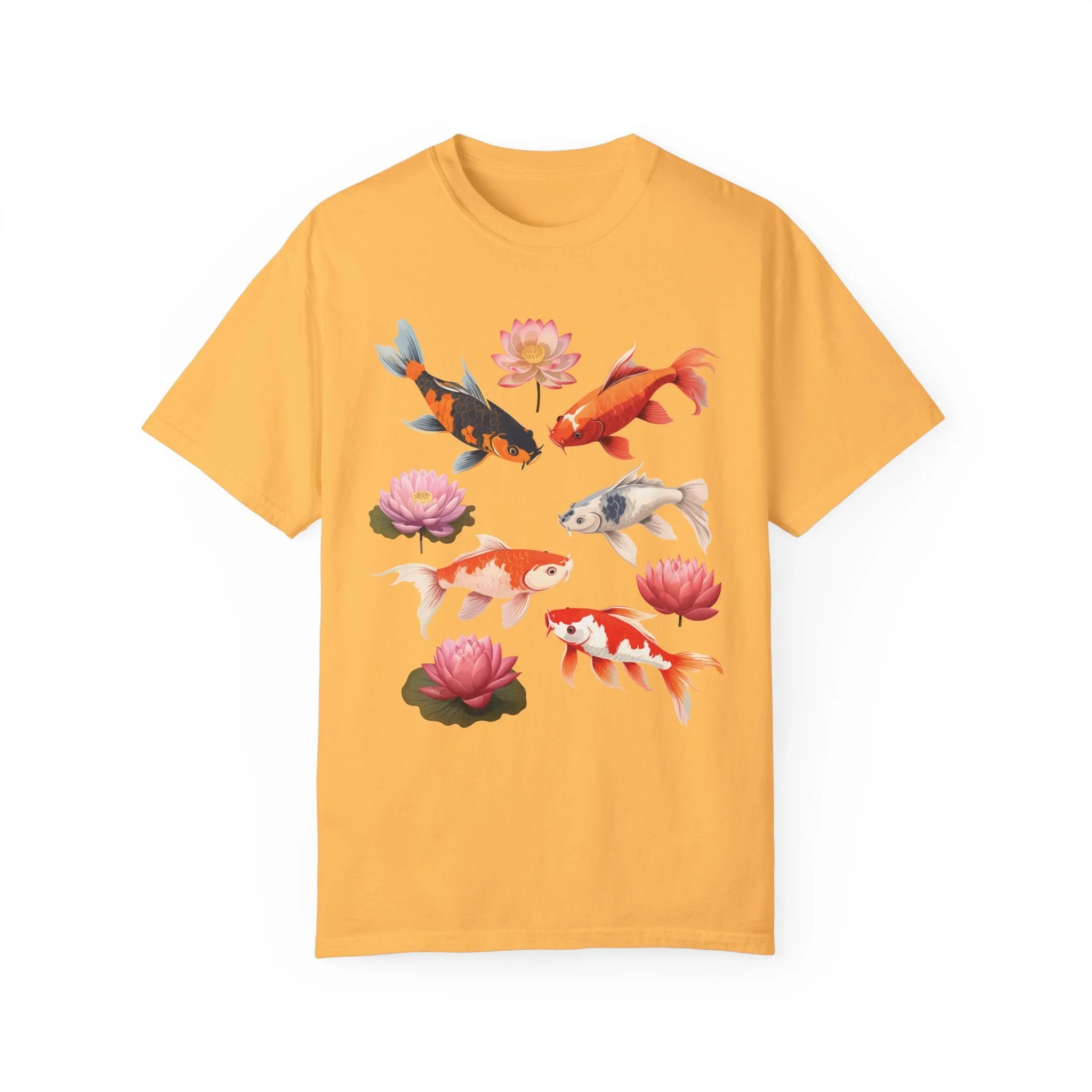 Comfort Colors Koi Fish Shirt, Lotus Flower Tee, Fresh Water Aquatic Life TShirt, Aquarium T-Shirt, Fish Lover Gift, Aesthetic Shirt