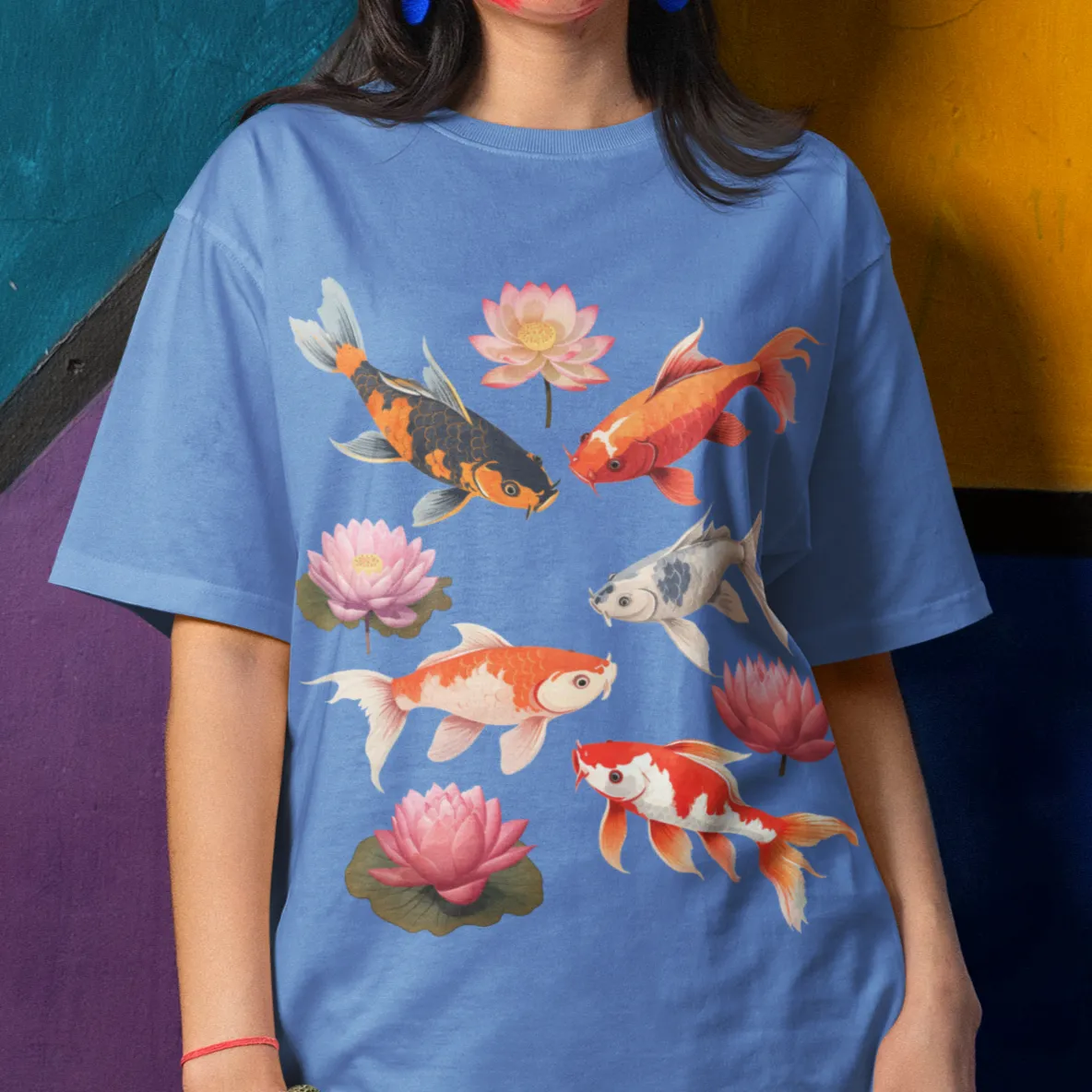 Comfort Colors Koi Fish Shirt, Lotus Flower Tee, Fresh Water Aquatic Life TShirt, Aquarium T-Shirt, Fish Lover Gift, Aesthetic Shirt