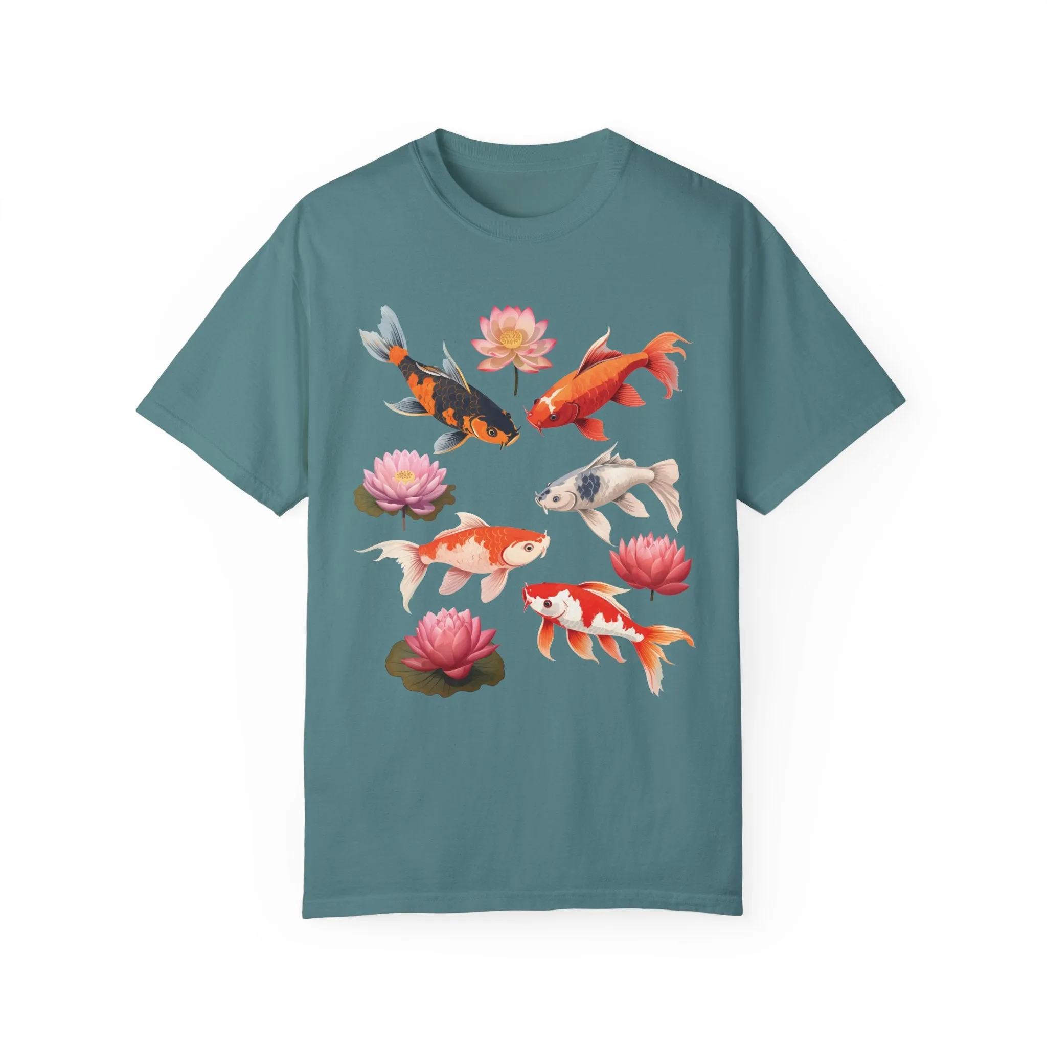 Comfort Colors Koi Fish Shirt, Lotus Flower Tee, Fresh Water Aquatic Life TShirt, Aquarium T-Shirt, Fish Lover Gift, Aesthetic Shirt