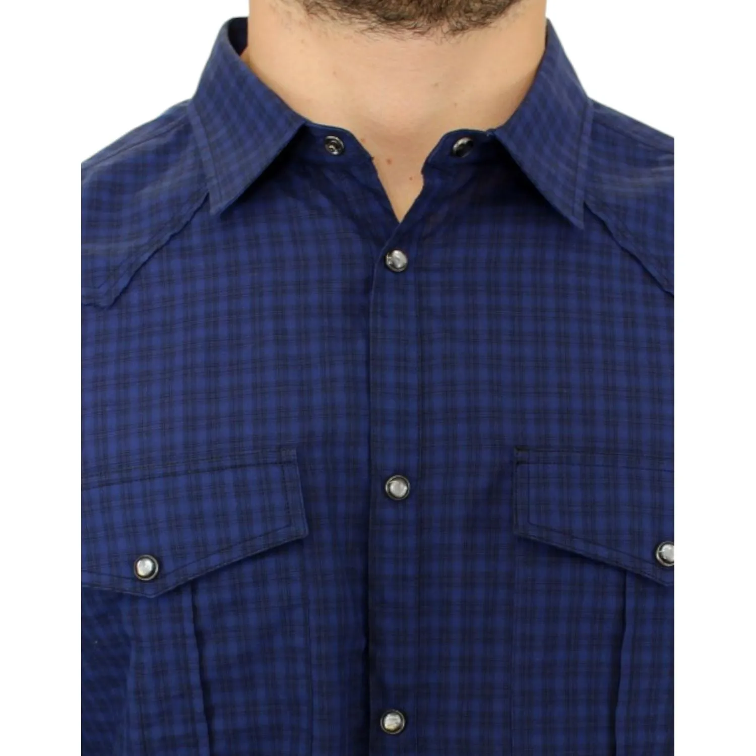 Costume National Chic Blue Checkered Casual Cotton Shirt