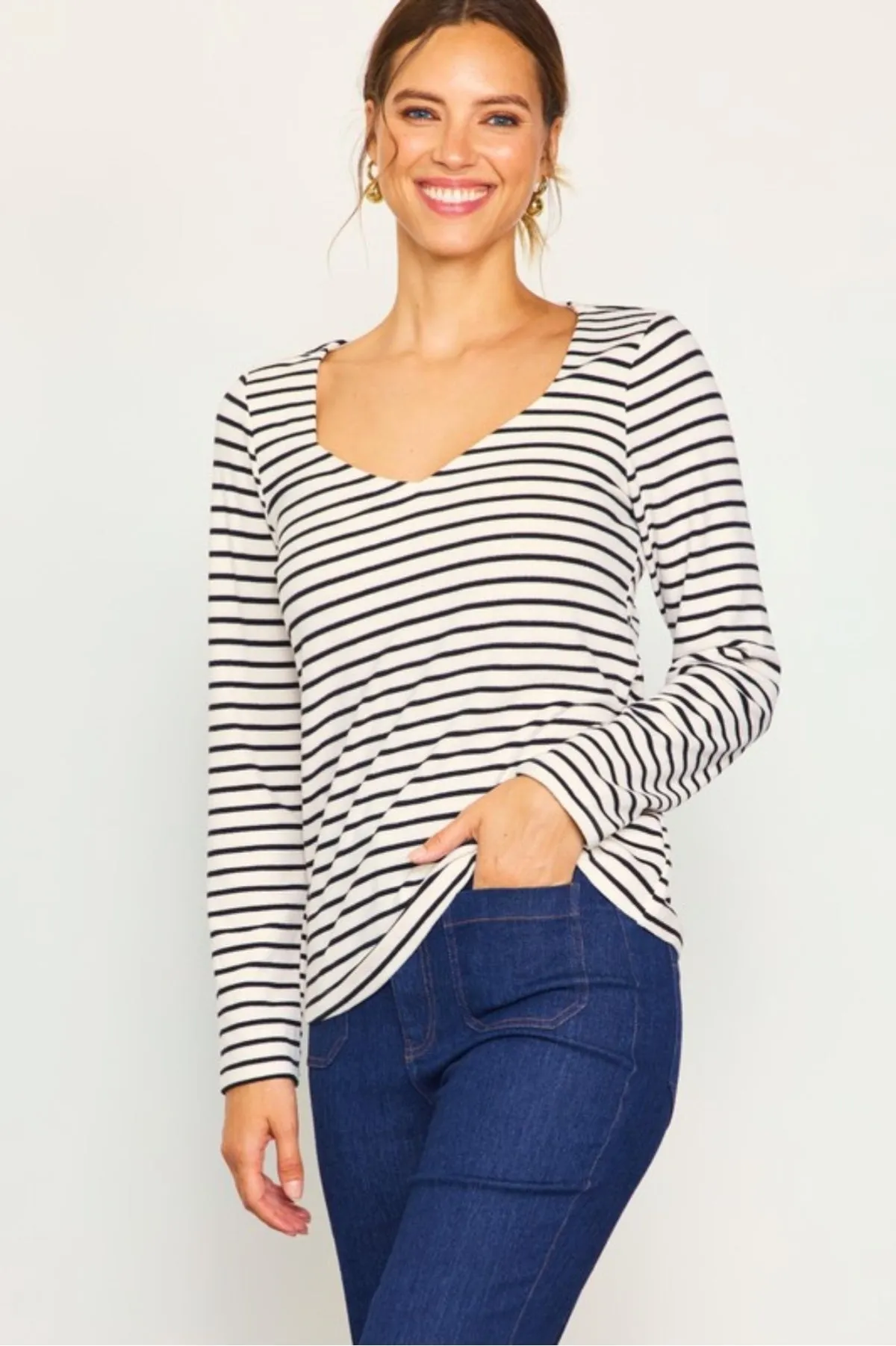 Cream & Black Stripe Shirt