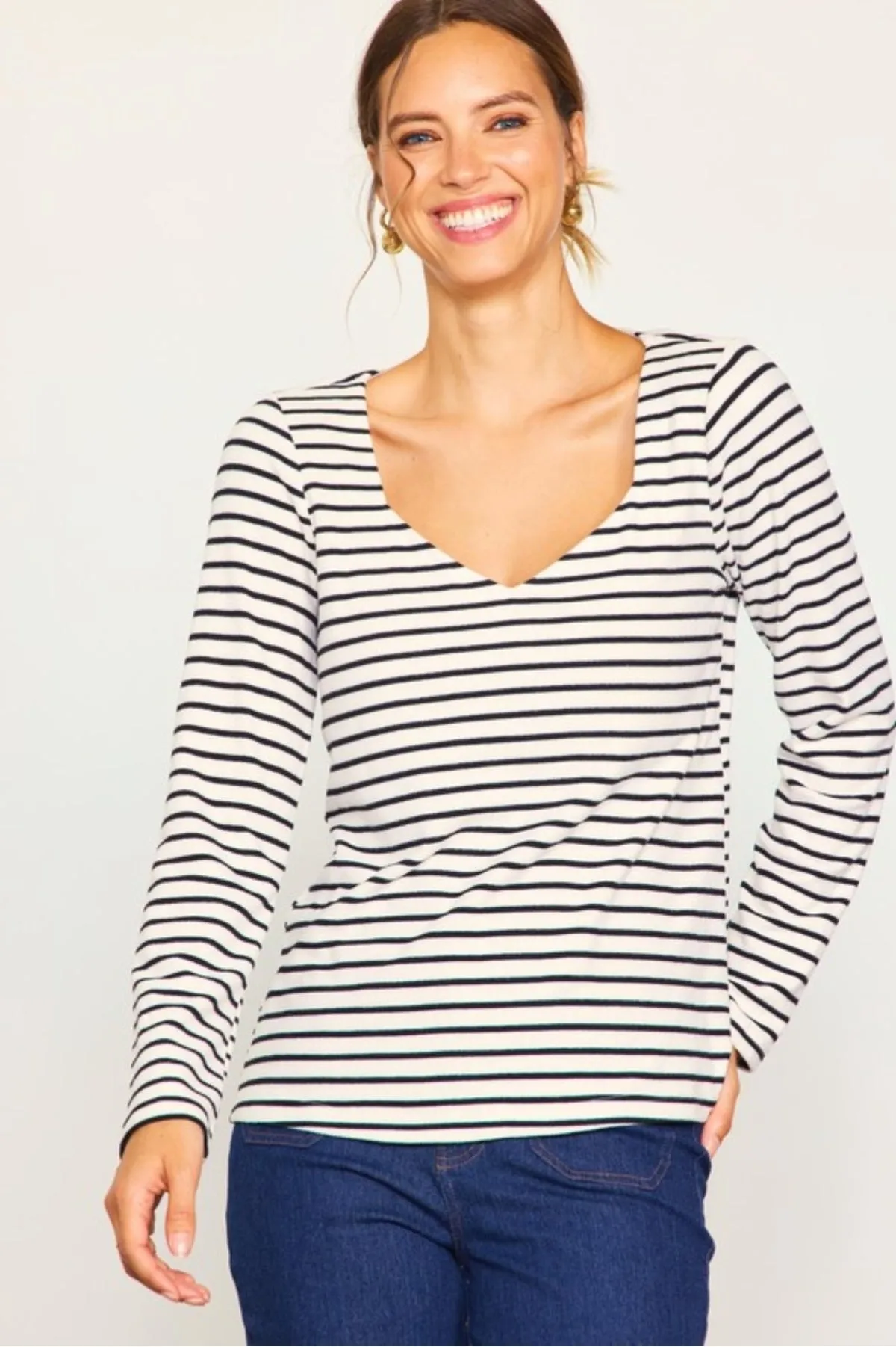 Cream & Black Stripe Shirt