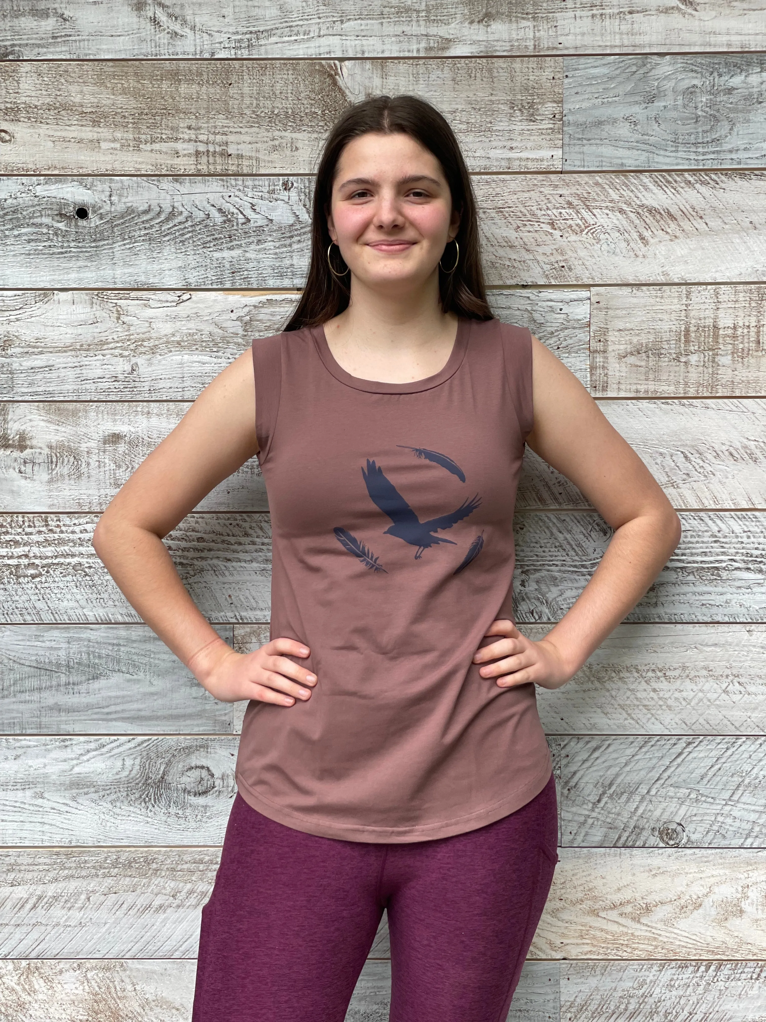 Crow 🐦‍⬛ Feathers  - Women’s Organic Cotton Cap Sleeve Tank Top