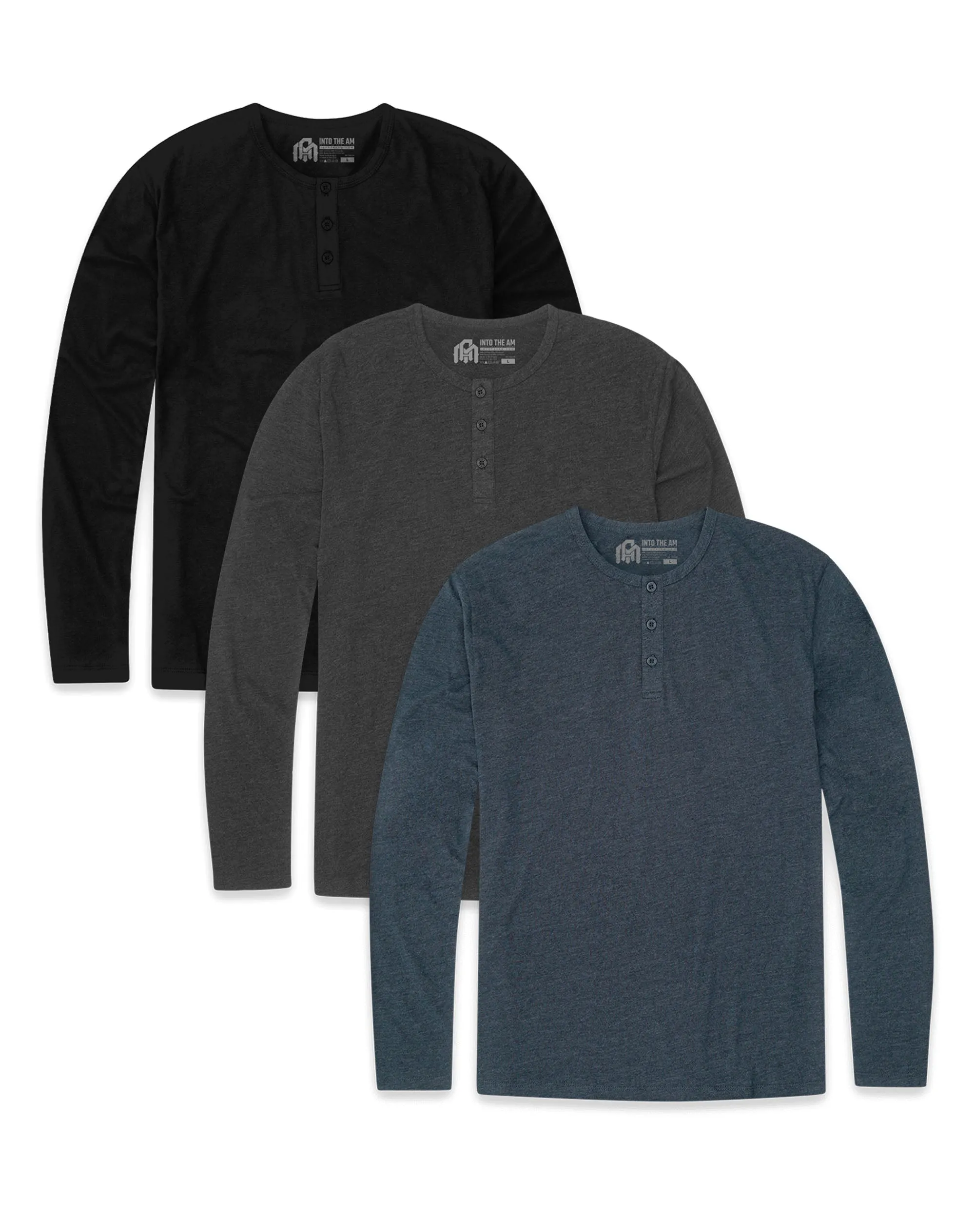 Custom 3 Pack Long Sleeve Henley - Non-Branded