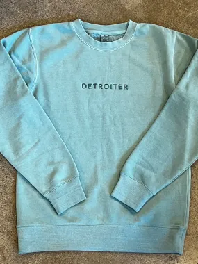 Detroiter Crew Neck- Embroidered /  White   Mint / Unisex