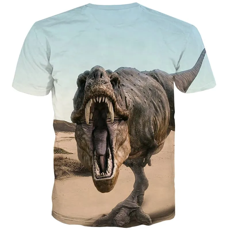 Dinosaur T-shirt Men Ferocious Tshirts Cool Harajuku Tshirt Anime Funny T-shirts Graphic Street Tshirts Casual