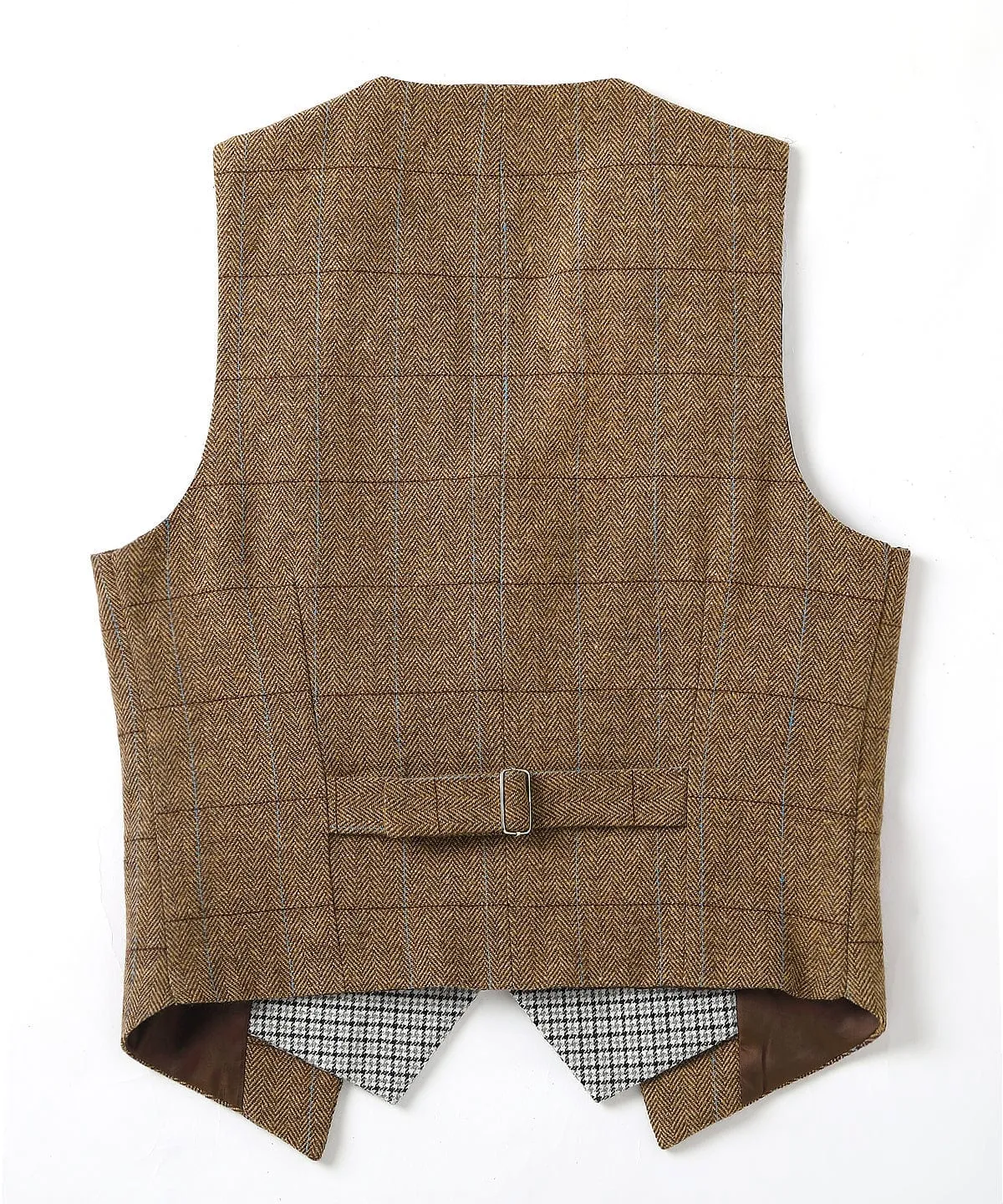 Double Collar Plaid Notch Lapel Waistcoat