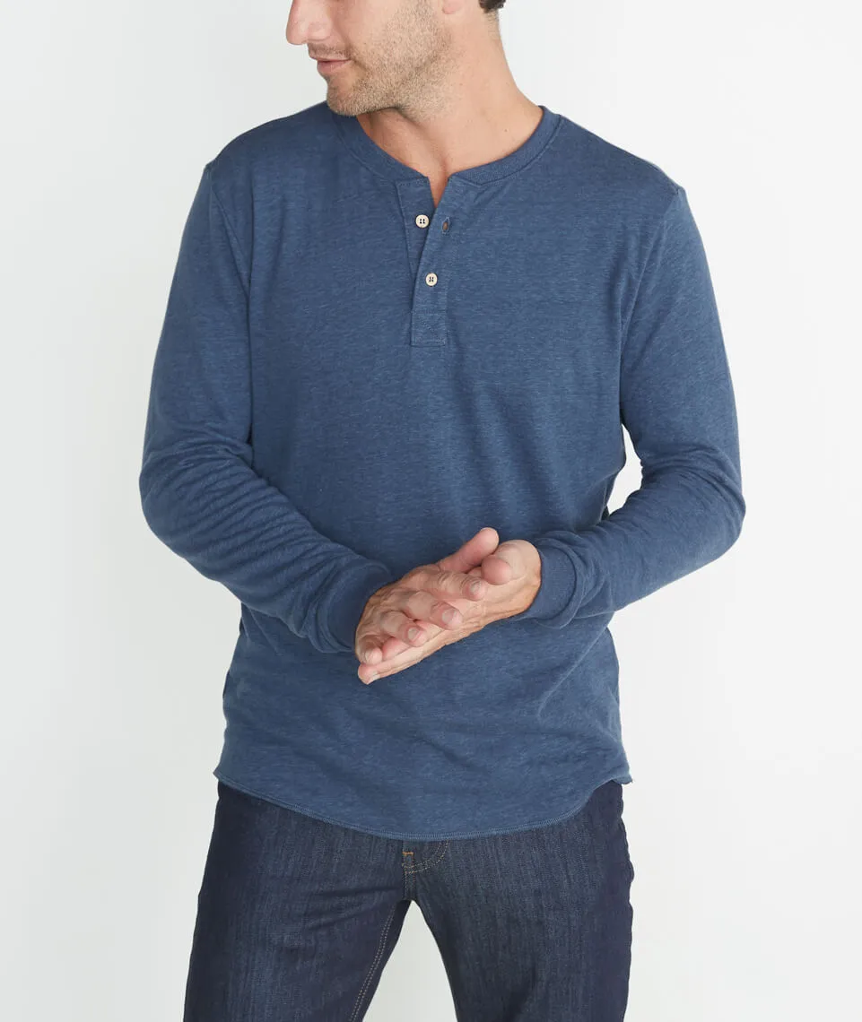 Double Knit Henley in Deep Denim