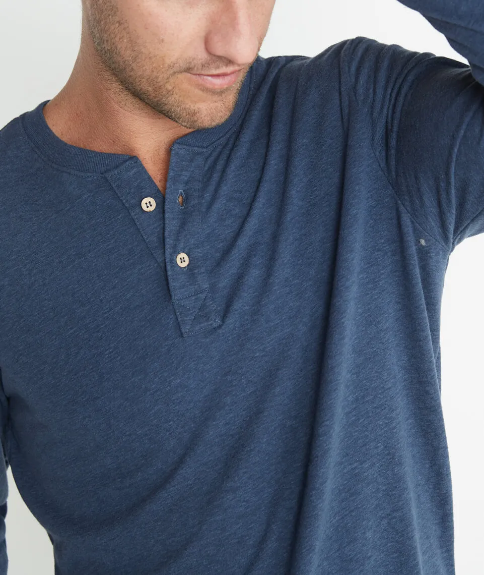 Double Knit Henley in Deep Denim