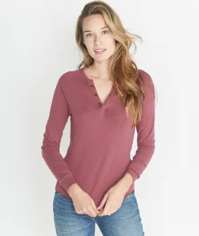 Double Knit Henley in Merlot