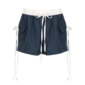 Drawstring Side-Tie Cargo Shorts