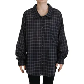 Dsquared² Black Checkered Collared Button Long Sleeves Shirt