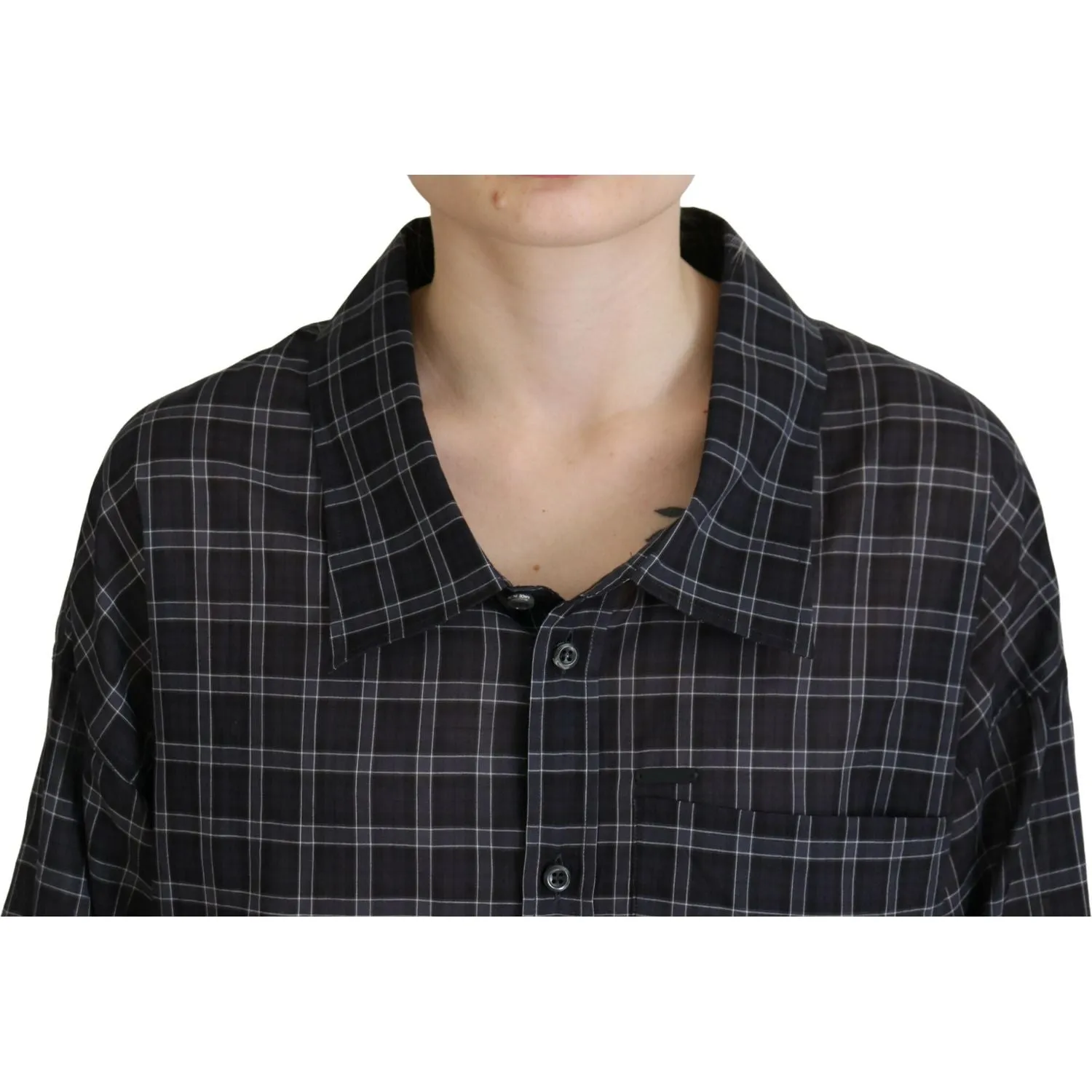 Dsquared² Black Checkered Collared Button Long Sleeves Shirt