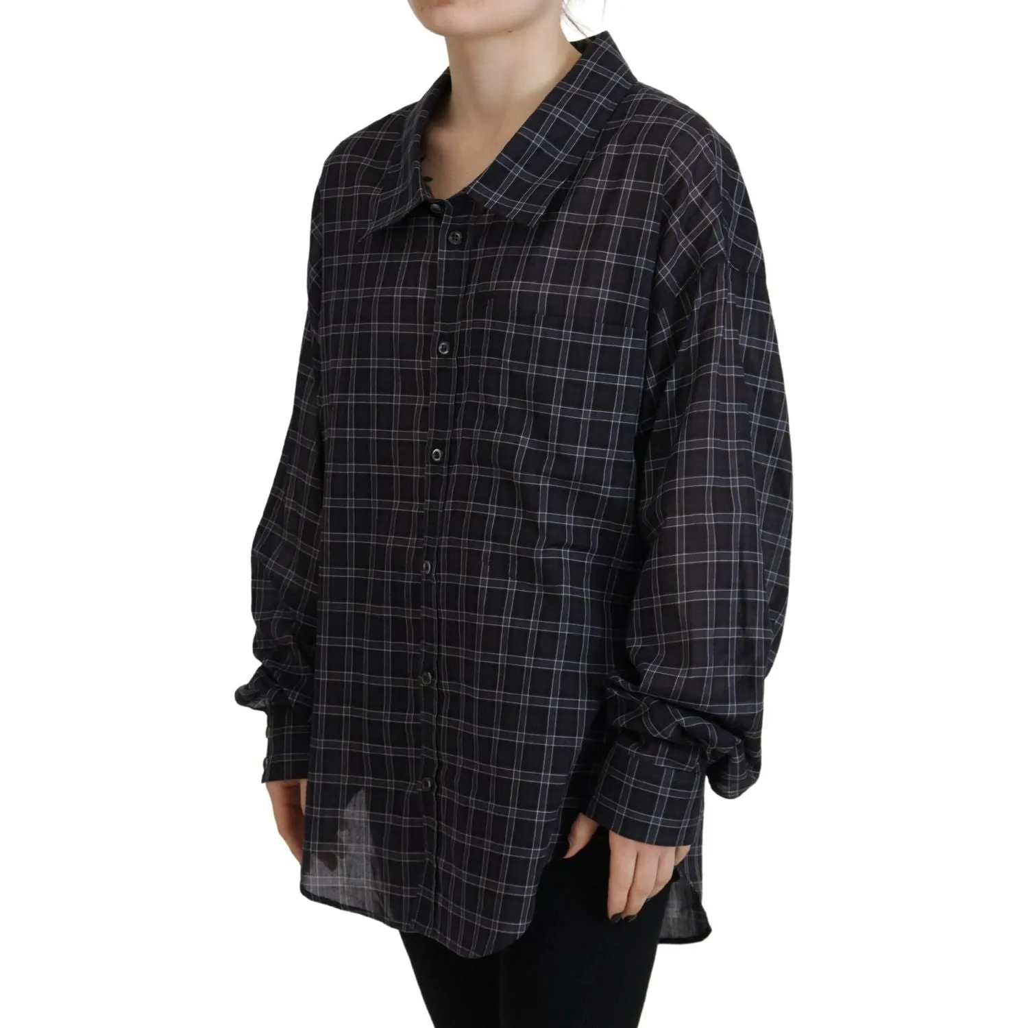 Dsquared² Black Checkered Collared Button Long Sleeves Shirt