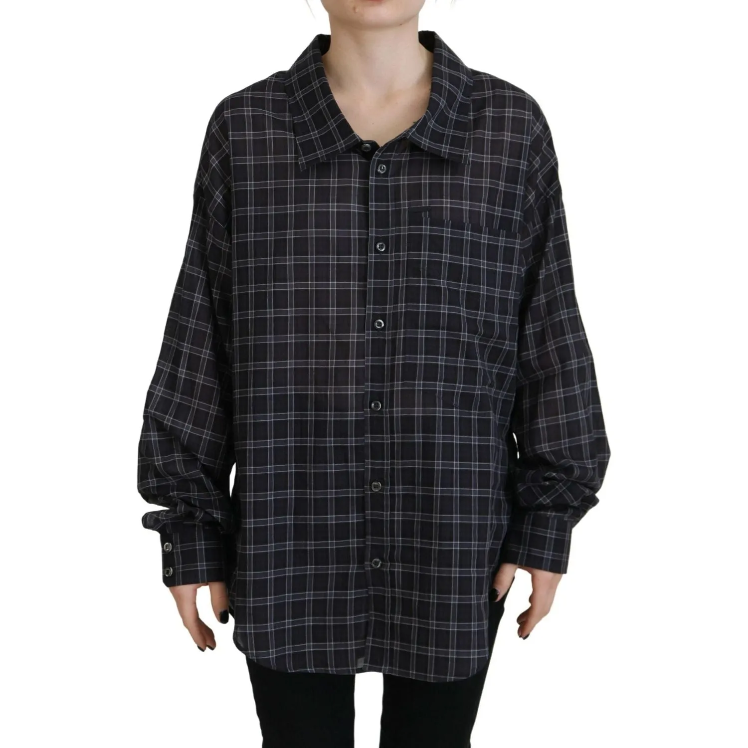 Dsquared² Black Checkered Collared Button Long Sleeves Shirt