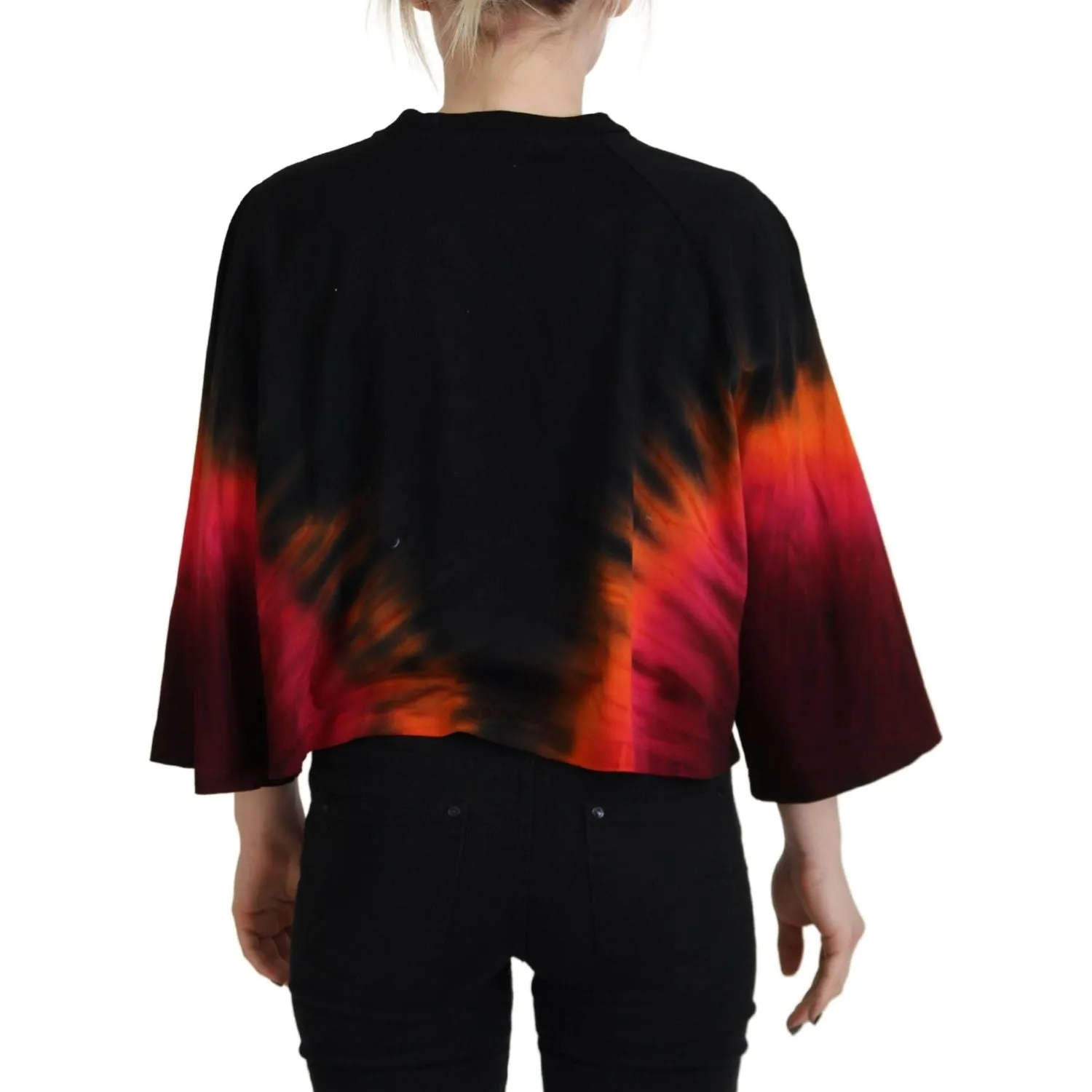 Dsquared² Black Cotton Tie Dye Crew Neck Casual Top