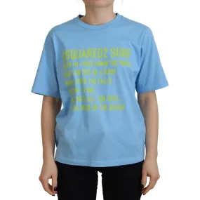 Dsquared² Blue Logo Print Cotton Crewneck Short Sleeve T-shirt