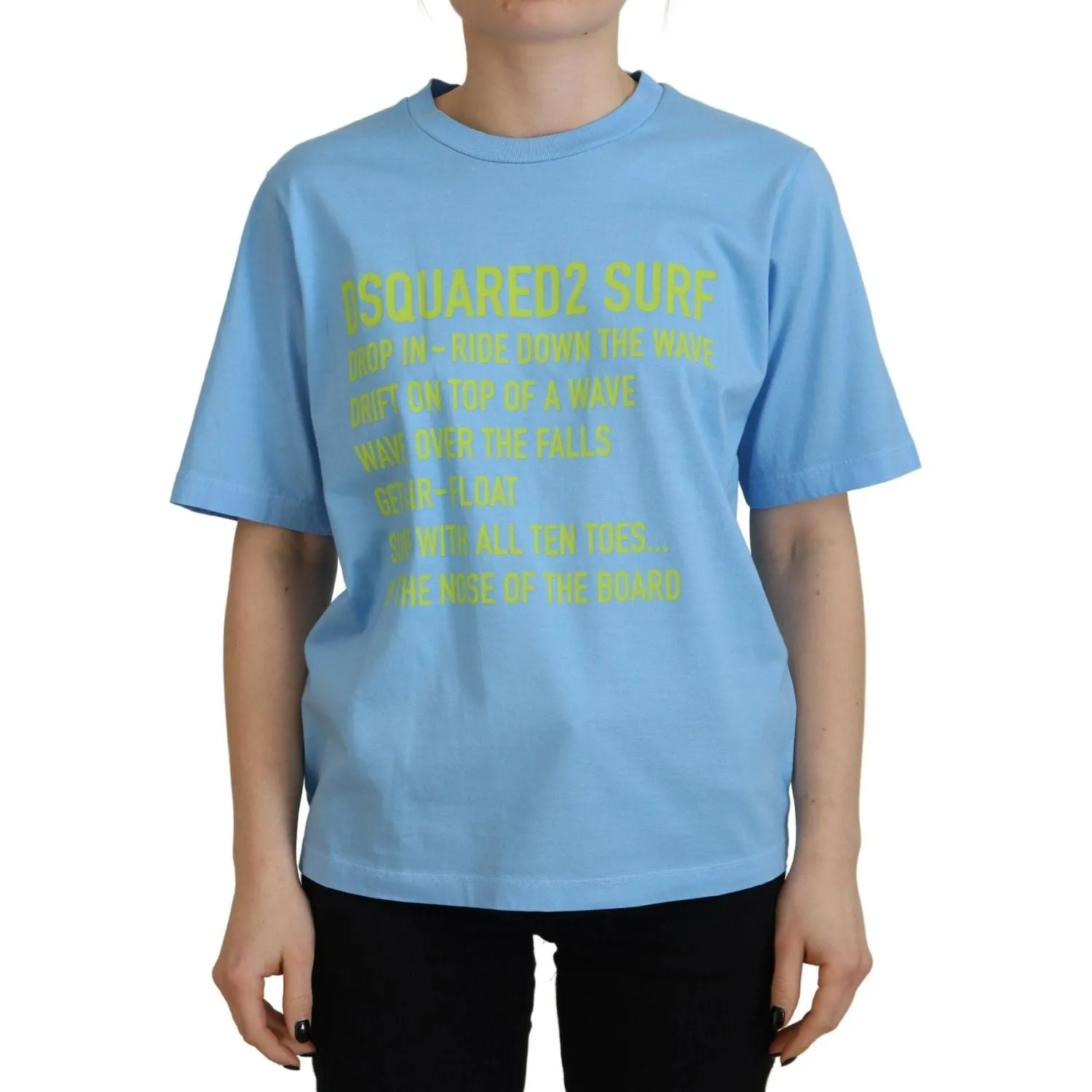 Dsquared² Blue Logo Print Cotton Crewneck Short Sleeve T-shirt