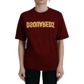 Dsquared² Maroon Logo Cotton Crewneck Short Sleeve Tee T-shirt