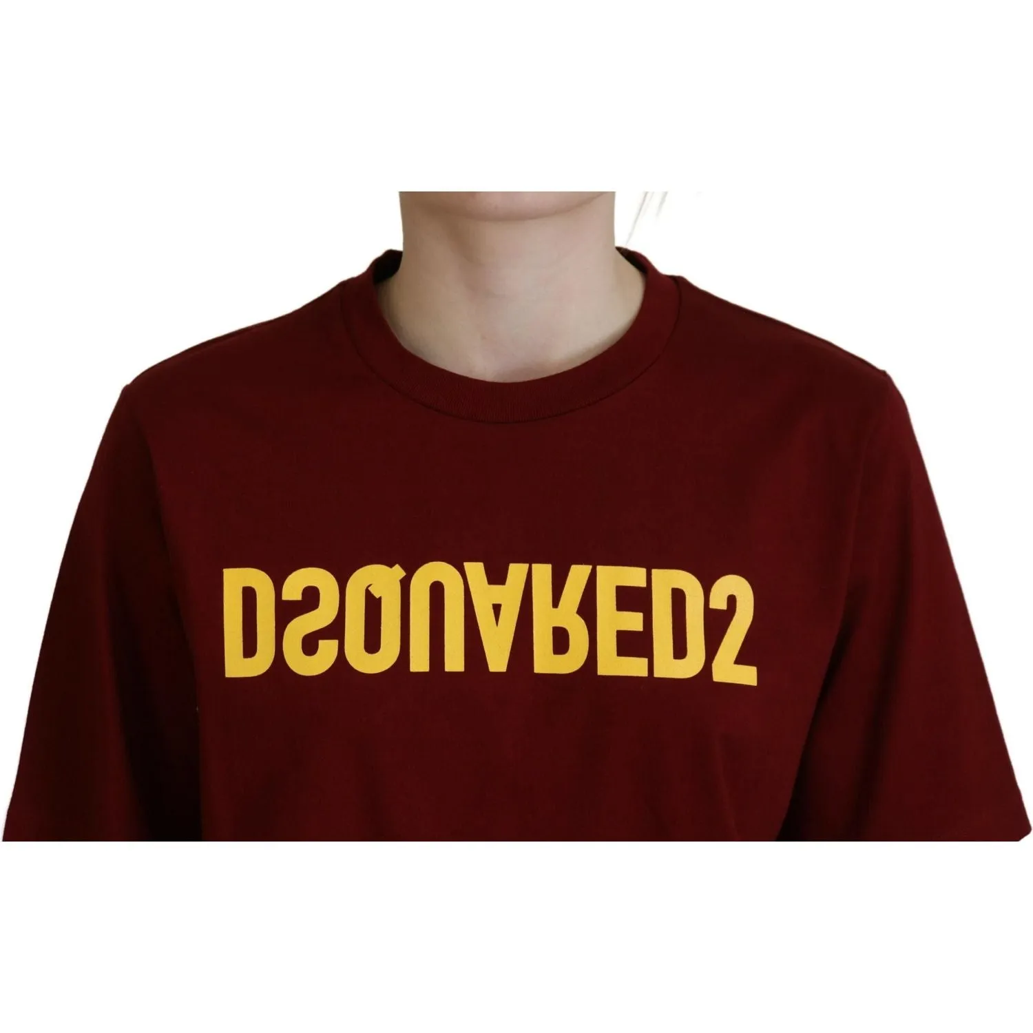 Dsquared² Maroon Logo Cotton Crewneck Short Sleeve Tee T-shirt