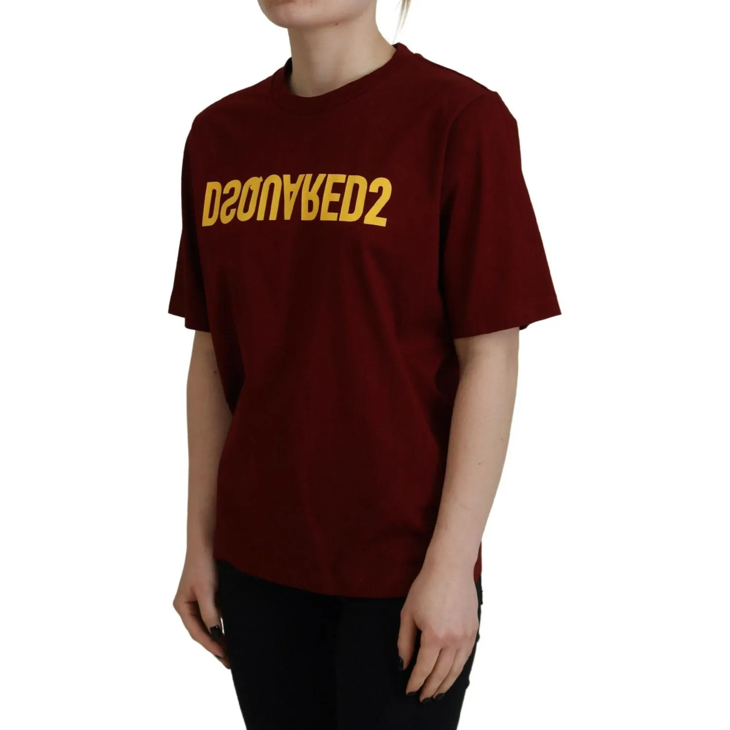 Dsquared² Maroon Logo Cotton Crewneck Short Sleeve Tee T-shirt