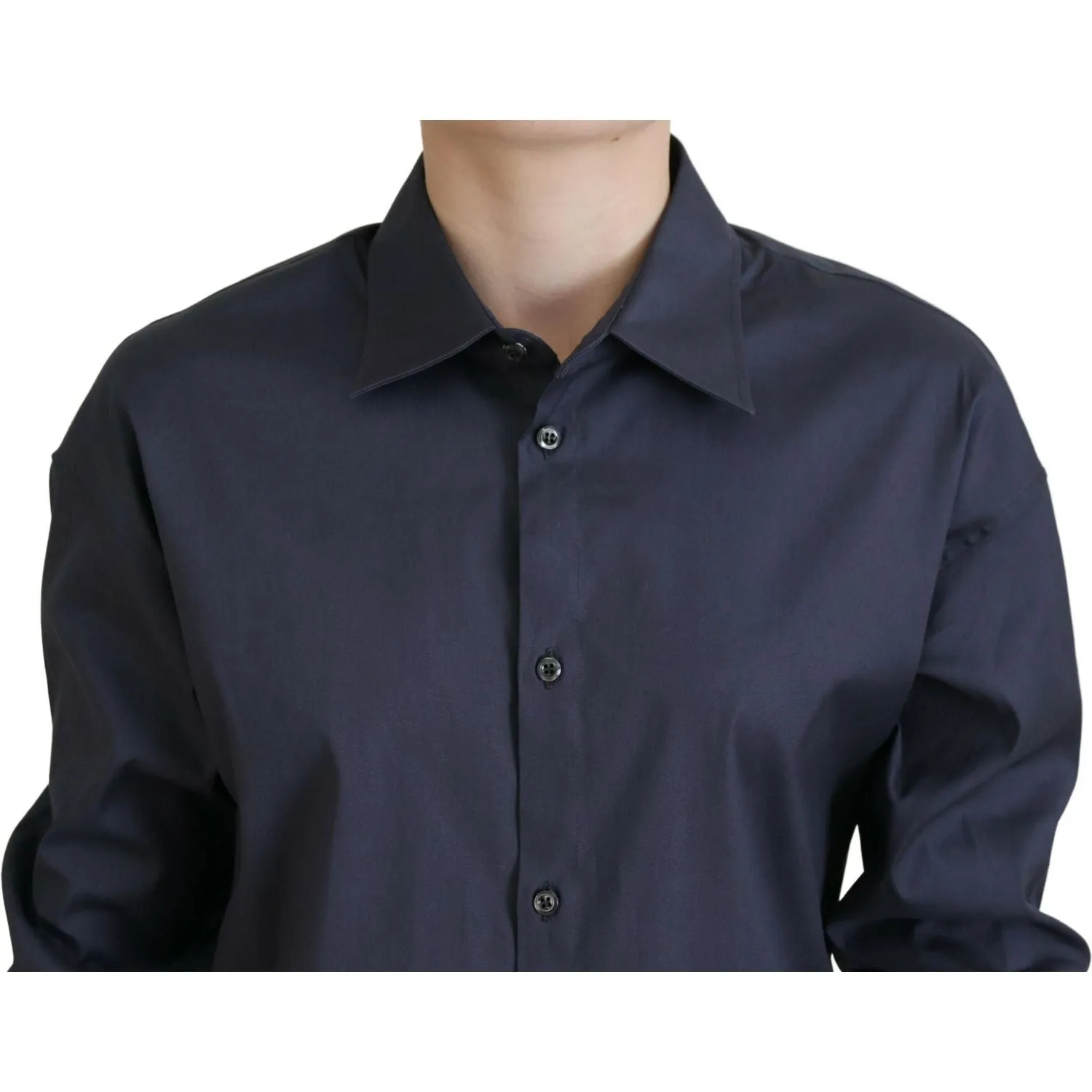 Dsquared² Navy Blue Cotton Button Down Collared Shirt Top