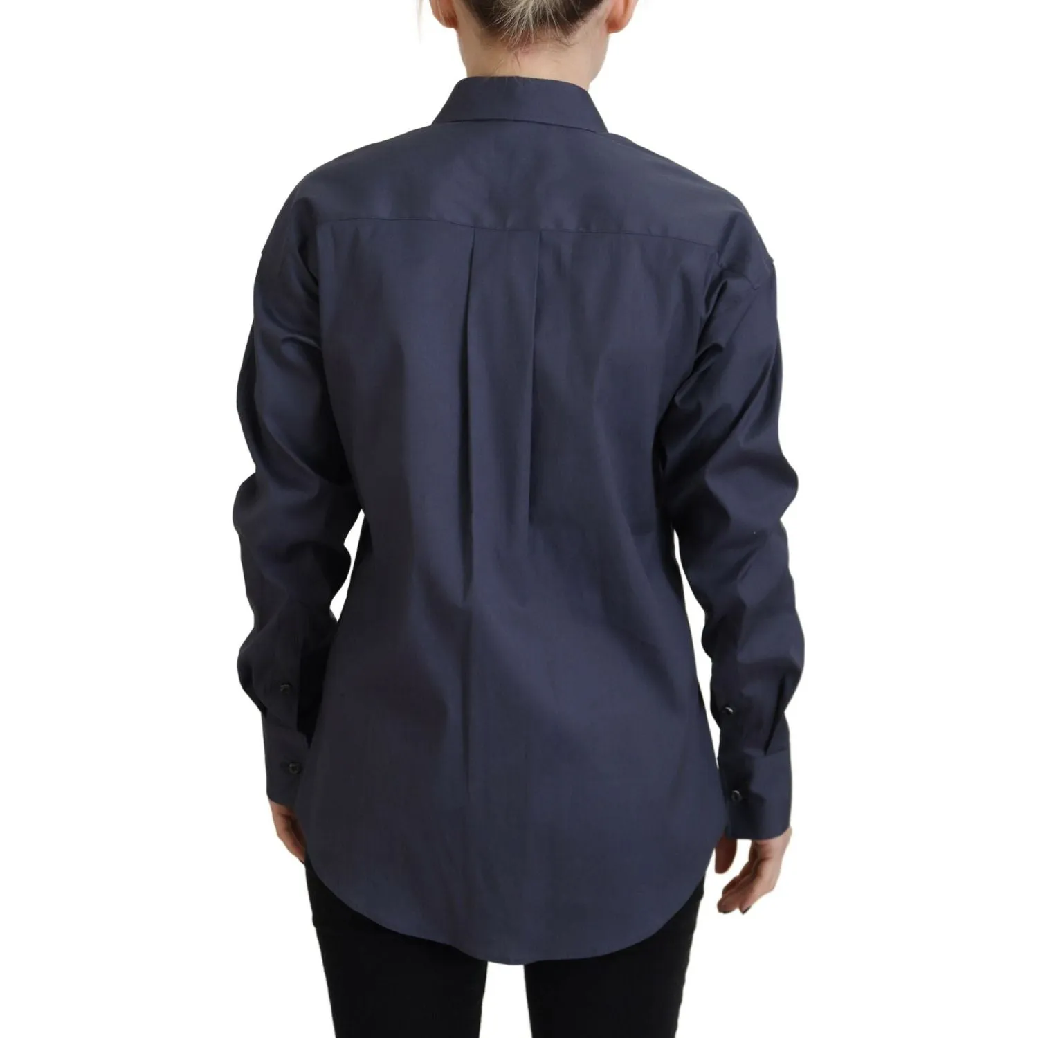 Dsquared² Navy Blue Cotton Button Down Collared Shirt Top