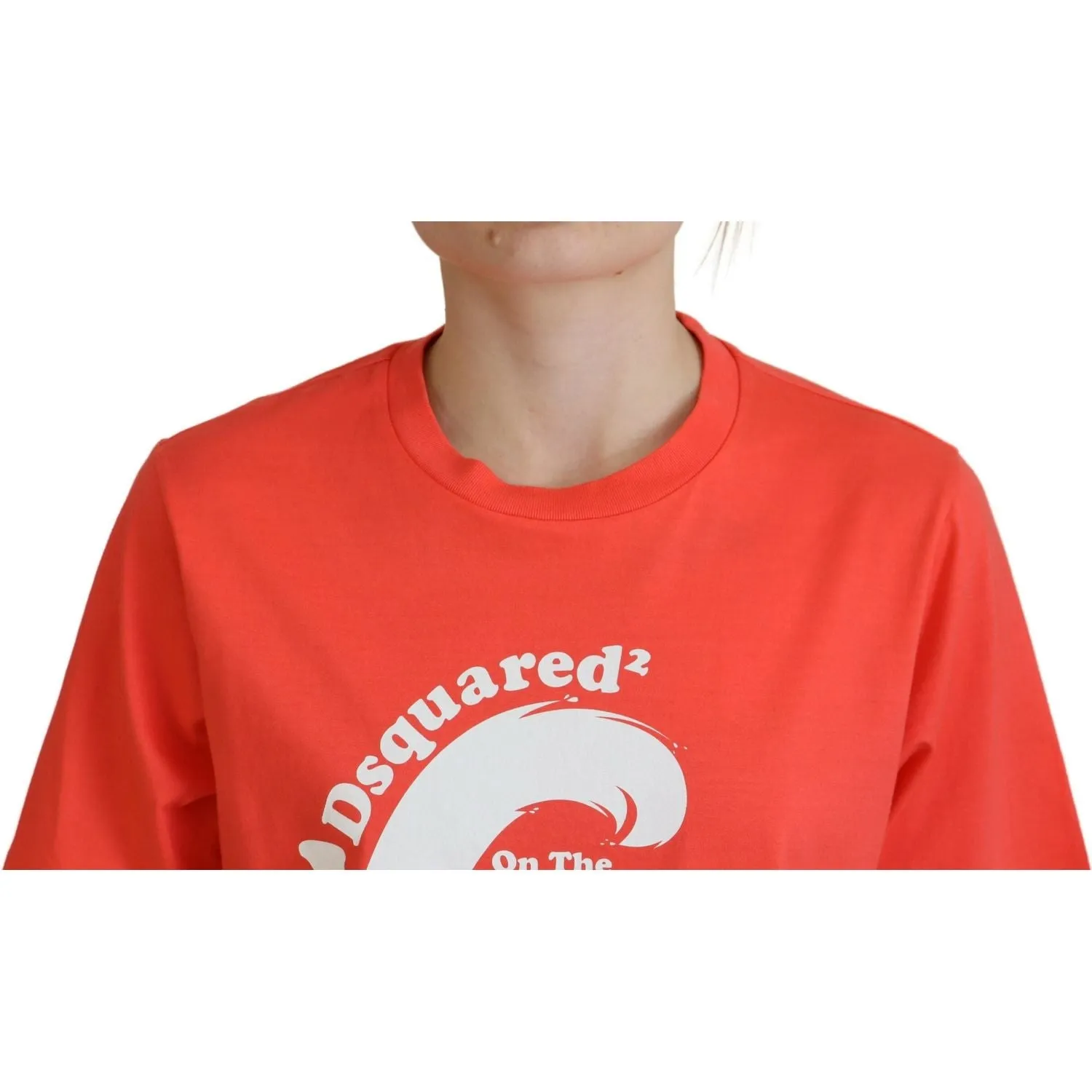 Dsquared² Orange Logo Cotton Crewneck Short Sleeve T-shirt